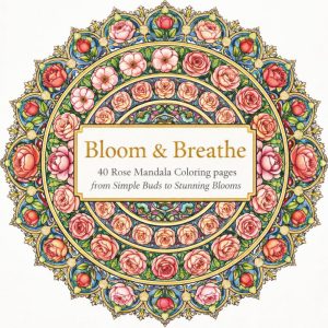 Bloom & Breathe: 40 Rose Mandala Coloring Pages from Simple Buds to Stunning Blooms